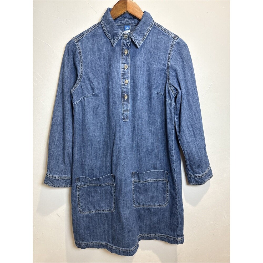Old Navy Long Sleeve Denim Double Pocket Jean Dress Women's Size Small Tall